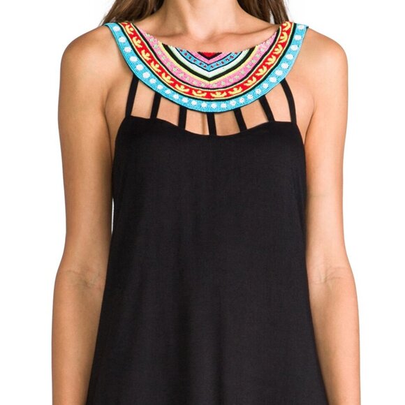 MARA HOFFMAN Beaded Neck Maxi Dress, Black + Multi, Sz XS - Picture 3 of 11